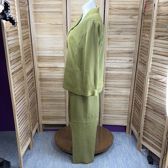 Pendleton Olive Green Button-Up Blazer & Pull On Pants Suit Set Size 18w Vintage - Picture 6 of 14